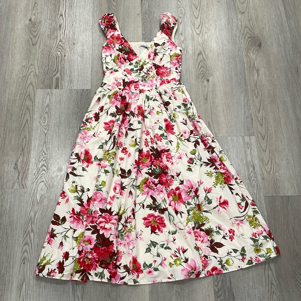 Abercrombie & Fitch Floral corset cap sleeve Midi Dress